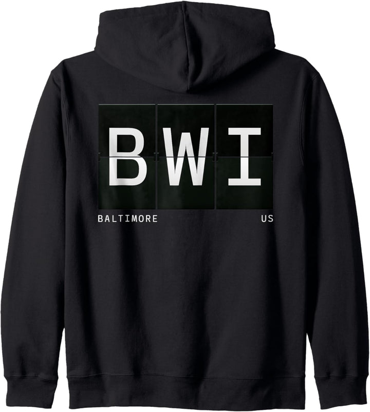 BHI Baltimore Maryland US Retro Travel Flughafencode Reisender Kapuzenjacke