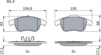 Bosch BP1324 Bremsbeläge - Vorderachse - ECE-R90 Zertifizierung - vier Bremsbeläge pro Set