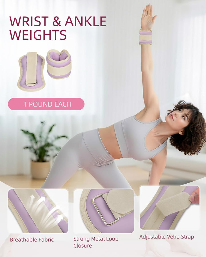 Abahub Pilates Ring Set, 35CM Magic Circle, 25CM Mini Ball,5er Set Fitnessbänder,Stretchbänder,Yoga