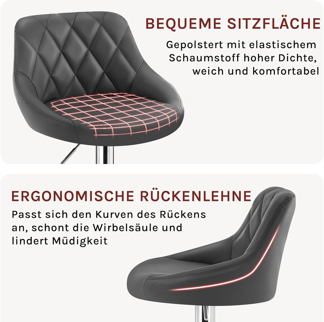 WOLTU 4er Set Barhocker Bistrohocker Tresenhocker Barstuhl Höhenverstellbar, Drehbar, Sitzfläche aus