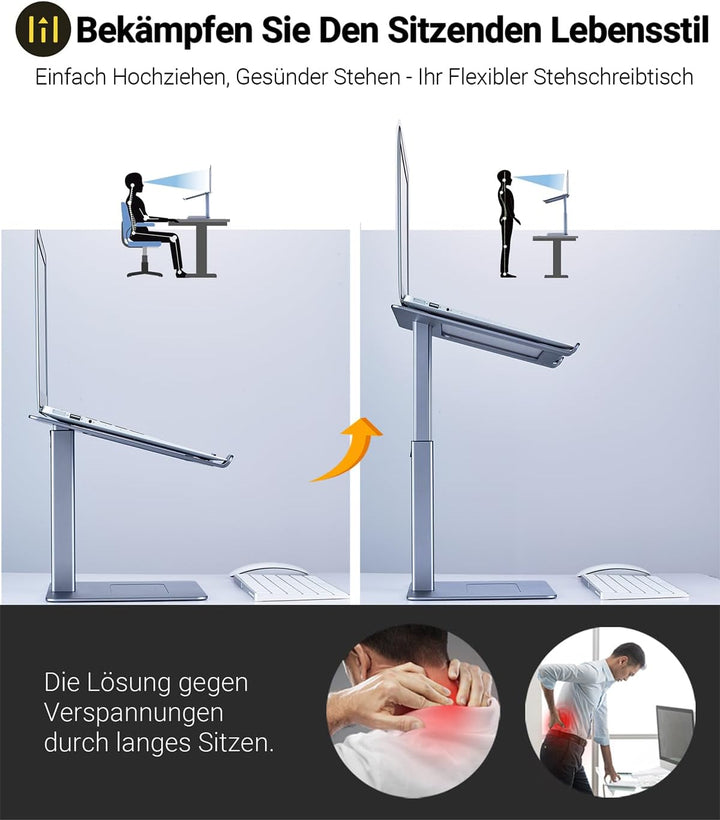supamir Laptop Ständer Höhenverstellbar, Laptopständer für Schreibtisch, Stehen möglich, DJ Laptop S
