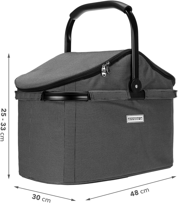 anndora Einkaufskorb 25 Liter Isolierkorb - Grau Iso: Grau Gewebt