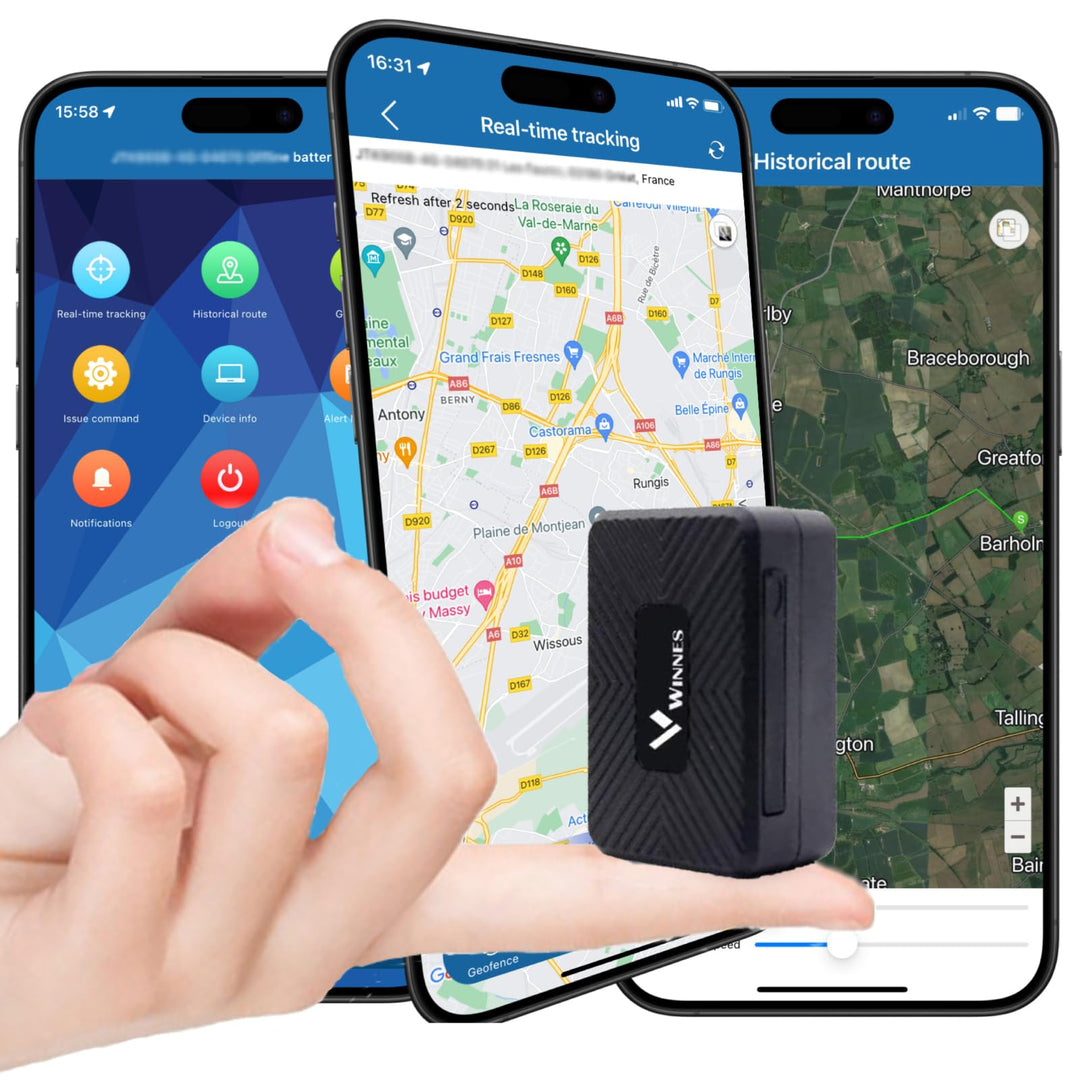 Winnes 4G Mini GPS Tracker 1500 mAh - Auto GPS/AGPS/LBS Echtzeit Ortung Anti-Verlust Magnet Mit Grat