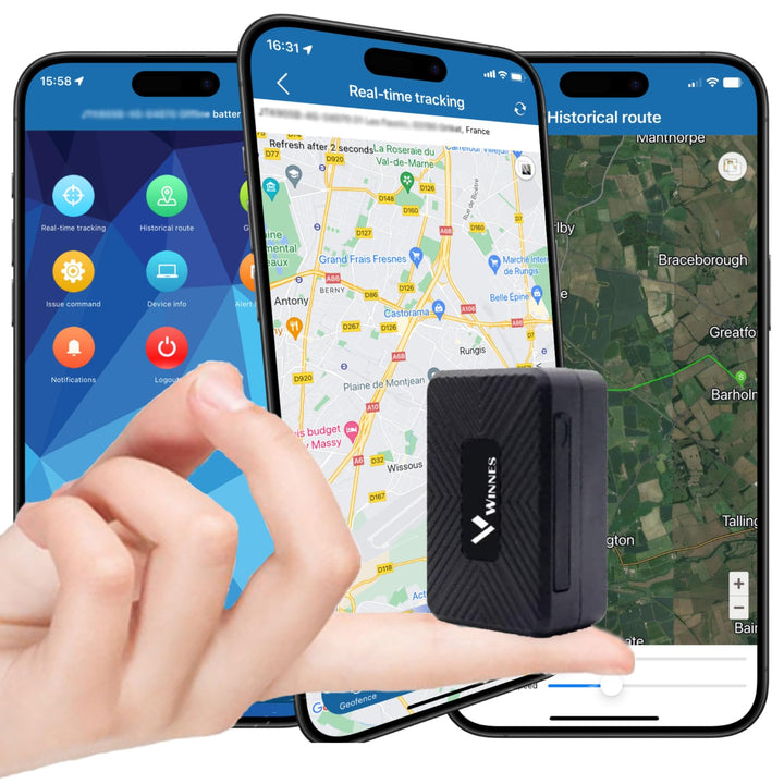 Winnes 4G Mini GPS Tracker 1500 mAh - Auto GPS/AGPS/LBS Echtzeit Ortung Anti-Verlust Magnet Mit Grat