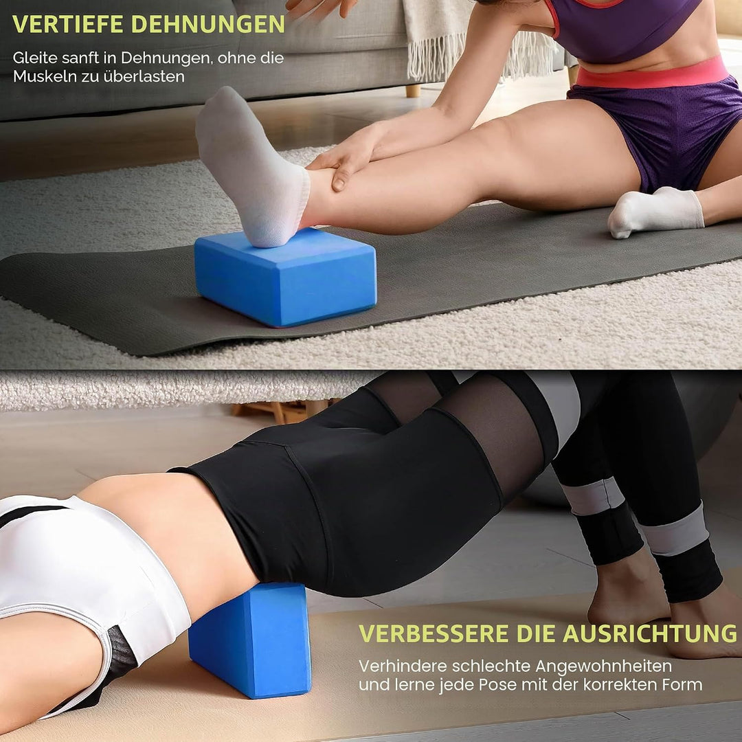 ProsourceFit Foam Yoga Blocks, High Density Eva Yoga Bricks (Set of 2), Aqua (Packung mit 2)