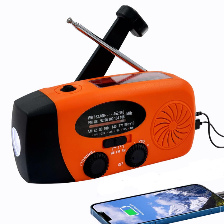 Solarradio zum Aufziehen, 5000 mAh, Notfallkurbel, Wetterradio, Solarradio mit Taschenlampe, NOAA/FM