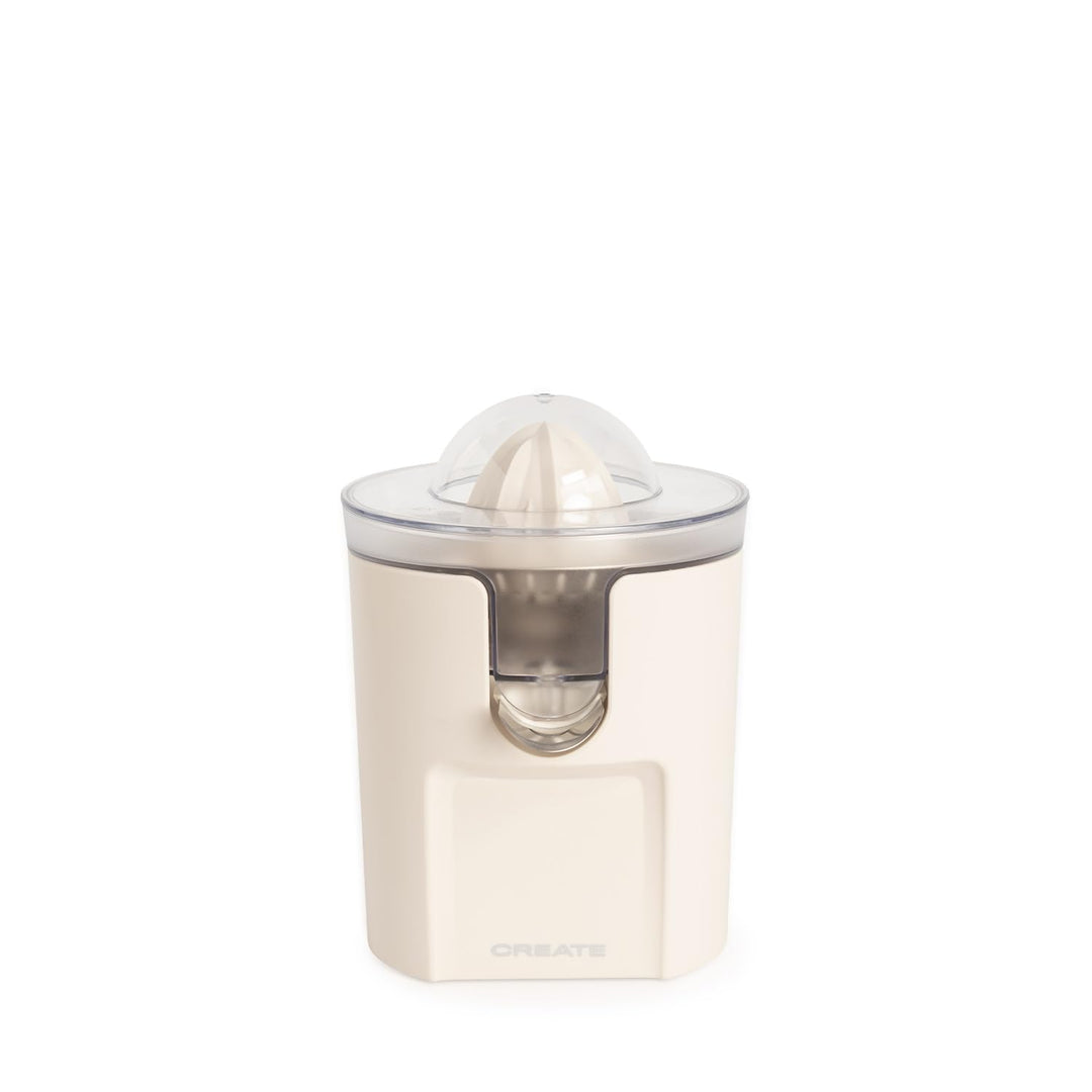 CREATE/JUICER STUDIO/Elektrische Zitruspresse in Cremeweiss/Spritzfrei, 230ml Behälter, Fruchtfleisc