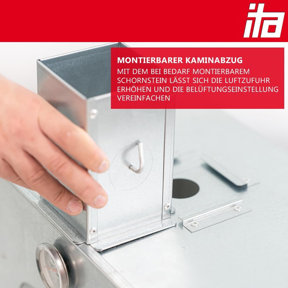 ITA Räucherofen 7012 - Smoker Set mit Heizelement, Tisch & Räucherspänen - Räucherschrank mit 3 Etag