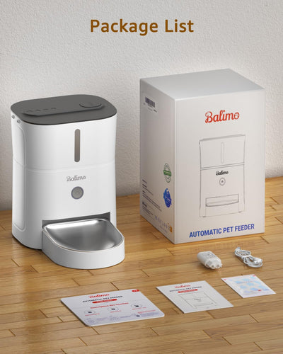 Balimo Futterautomat Katze, 3L Automatischer Futterspender Katze mit Edelstahlnapf & Drehverschluss-