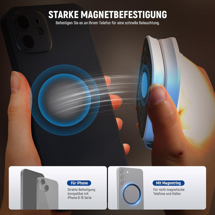 NEEWER Magnetisches Selfie Licht kompatibel mit iPhone MagSafe CRI95 700lx/0,3m Faltbare LED Handy F