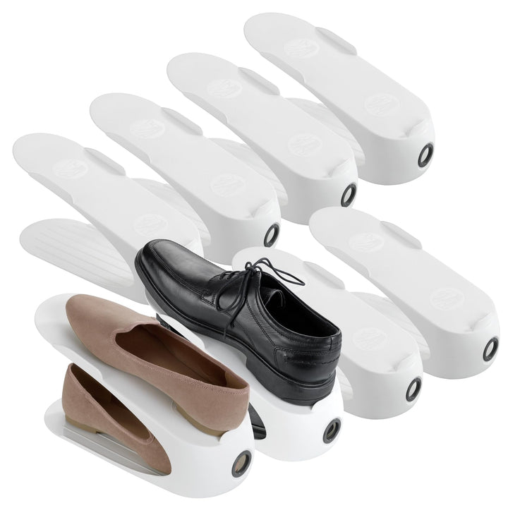 WENKO Schuhhalter Weiss 8er Set mit Griffloch für leichte Handhabung Weiss