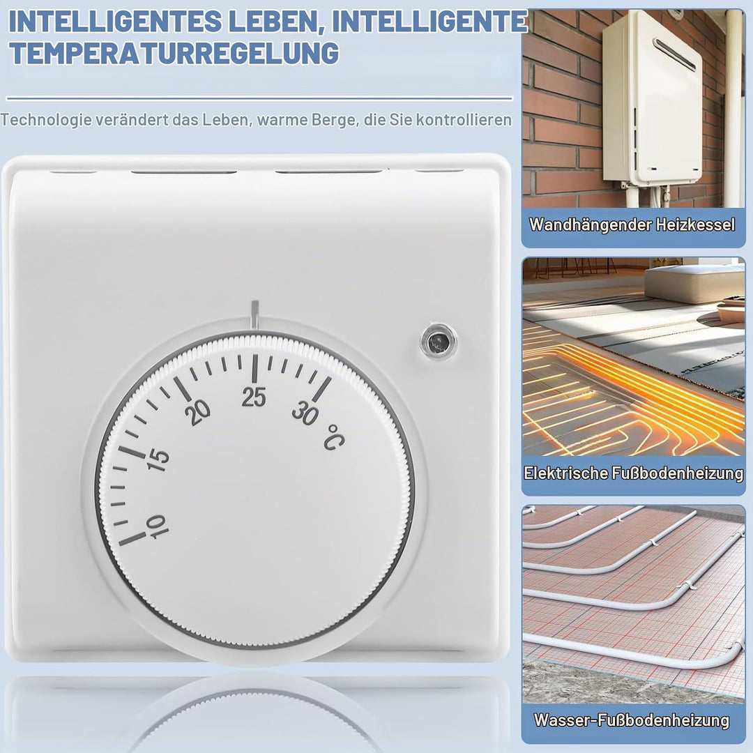Raumthermostat, 220 V Raumthermostat Fussbodenheizung, 10 ℃ ~ 30 ℃ Thermostat Fussbodenheizung, Fuss