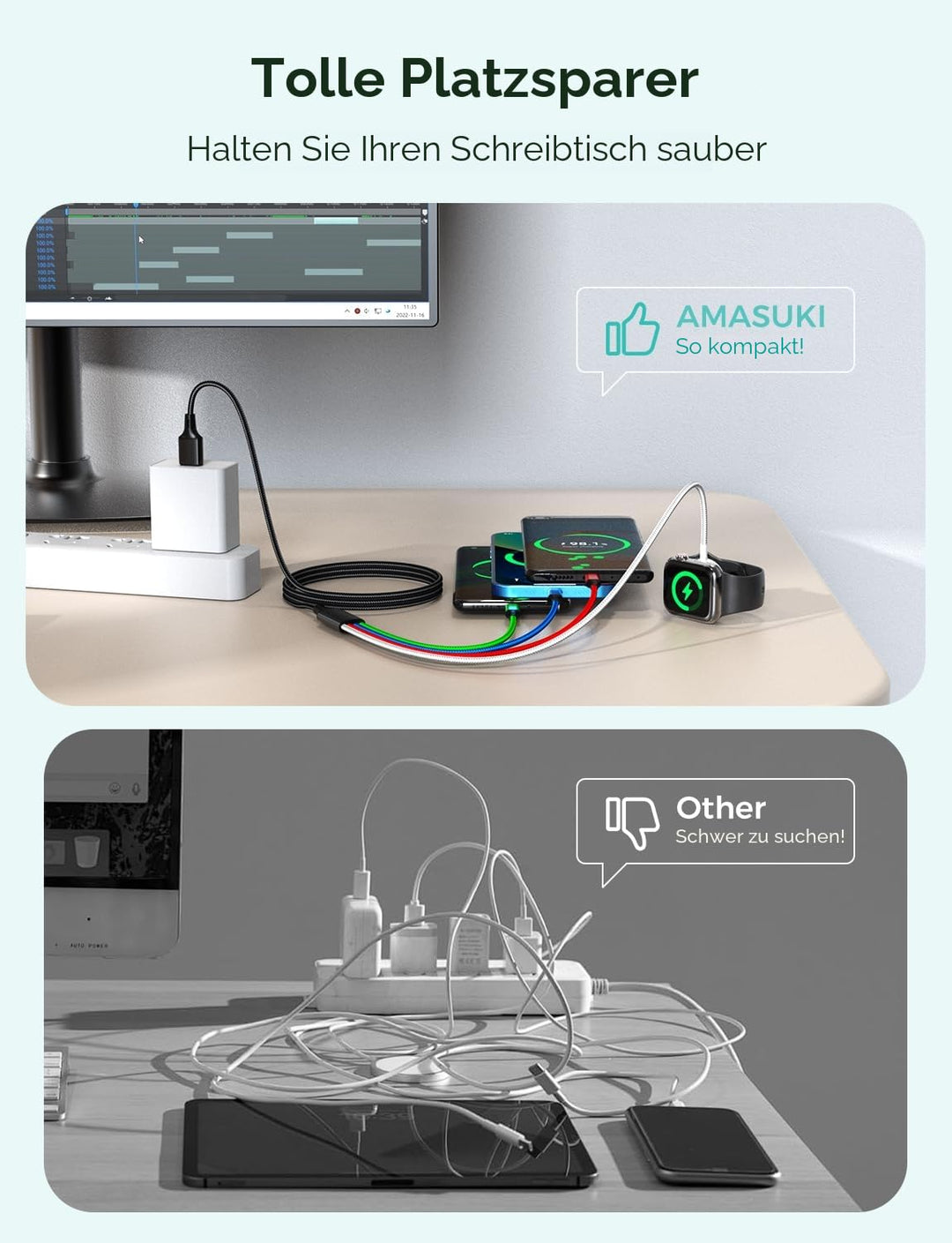 Multi-Ladekabel für Apple Watch Ladegerät Magnetische Drahtlose Watch Ladegerät USB C/L/Micro für iW