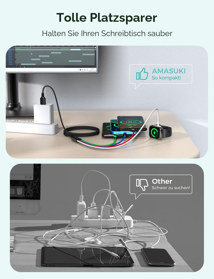 Multi-Ladekabel für Apple Watch Ladegerät Magnetische Drahtlose Watch Ladegerät USB C/L/Micro für iW