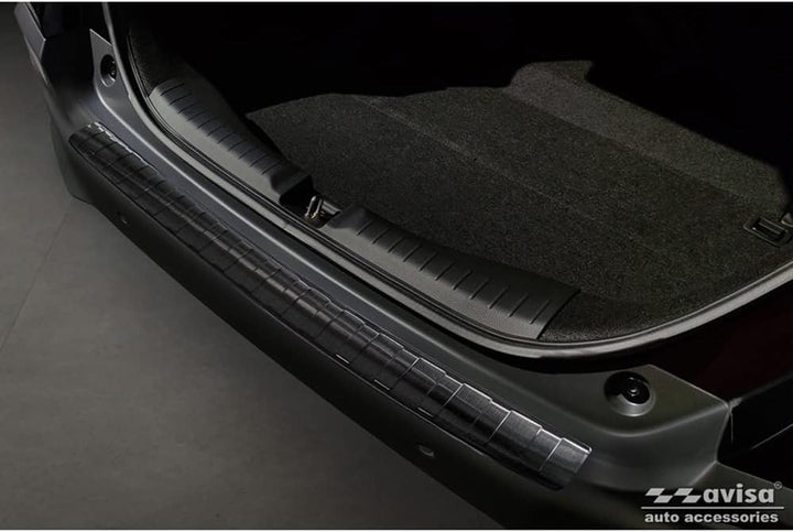 Schwarz Edelstahl Heckstossstangenschutz kompatibel mit Honda Jazz Crosstar Hyrbid 2020- 'Ribs'