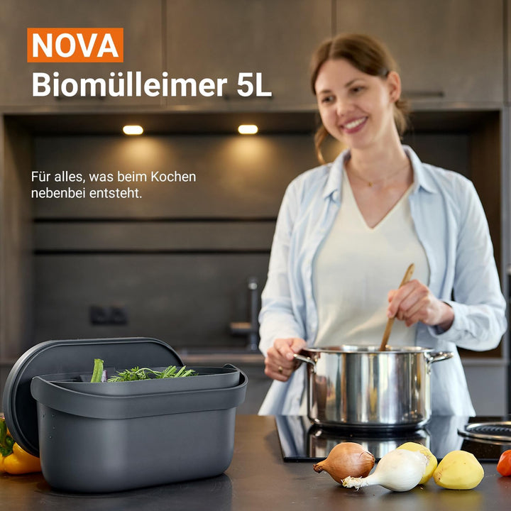 Garantia NOVA Biomülleimer Küche 5L Graphite Grey Geruchsdichter 5 L Graphite Grey, 5 L Graphite Gre