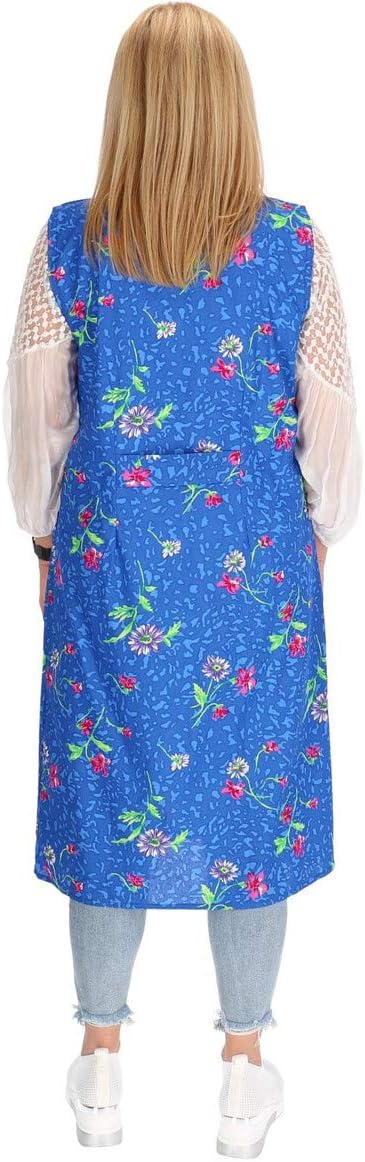 Schuerzenfabrik Reissverschluss Kittel RV Hauskleid Baumwolle Schürze Kochschürze 34 Blau, 34 Blau