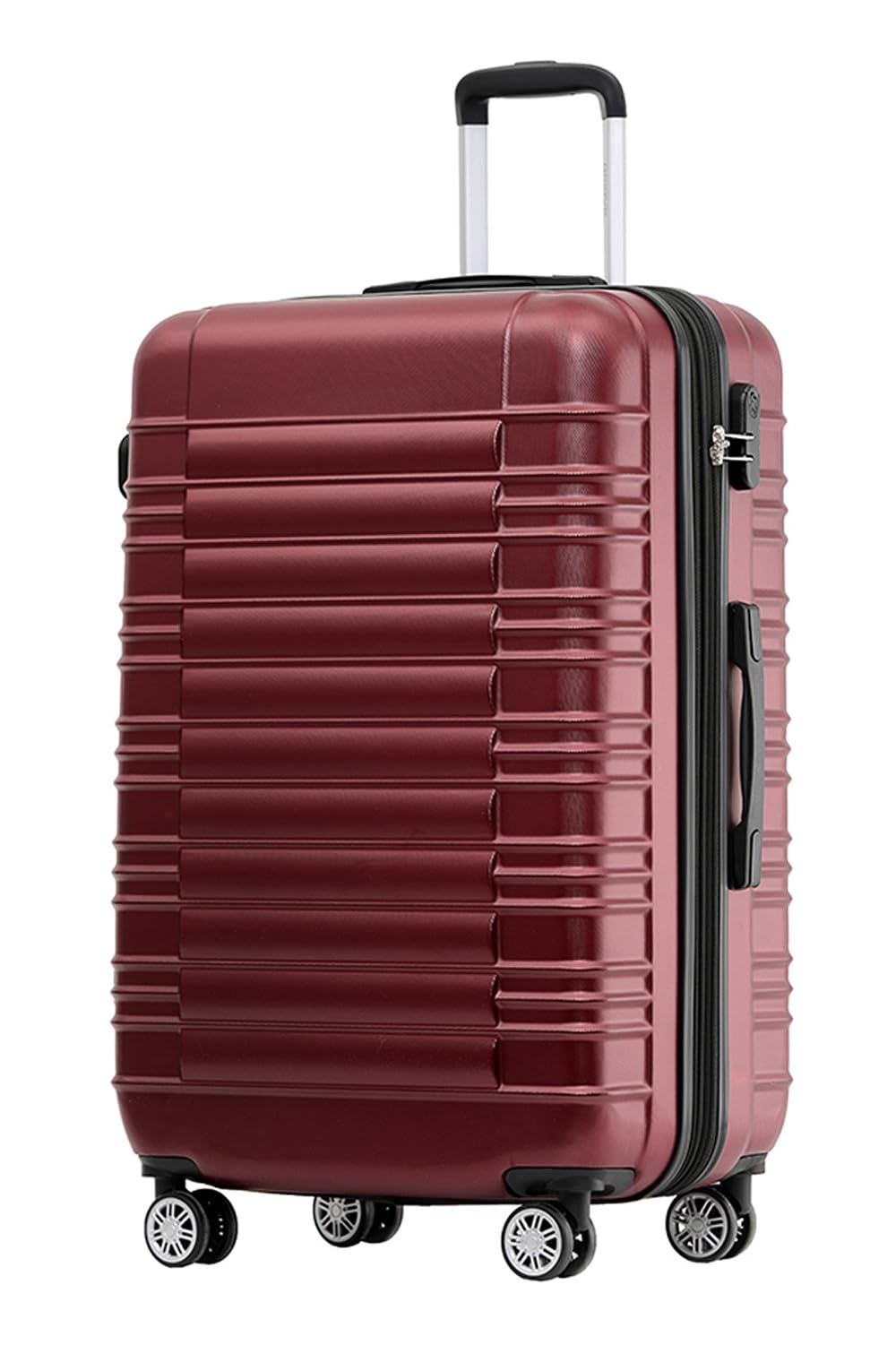BEIBYE Reisekoffer 2088 Hartschalekoffer Gepäck Koffer Trolley Grösse L in 14 Farben (Weinrot) Weinr