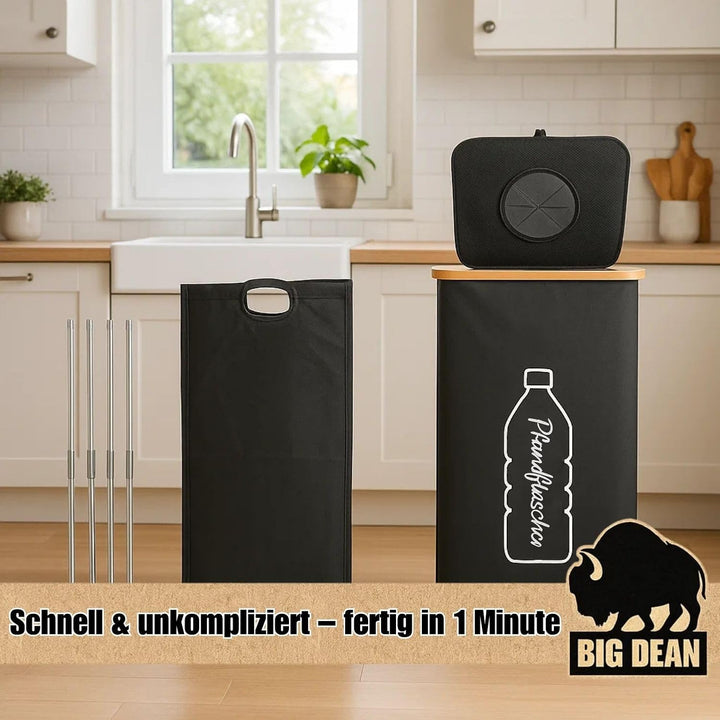 BigDean Pfandflaschen Sammelbehälter 100L inkl. Tragetasche - Flaschensammler Leergut