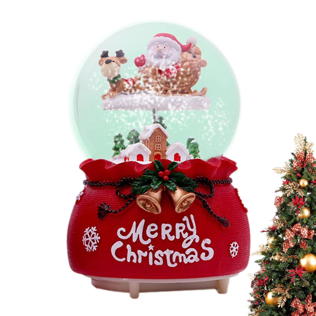 Aizuoni Weihnachtsschneekugel,Weihnachtsmann-Weihnachtsbaum-beweglicher Zug-Schneekugel - Farbwechse
