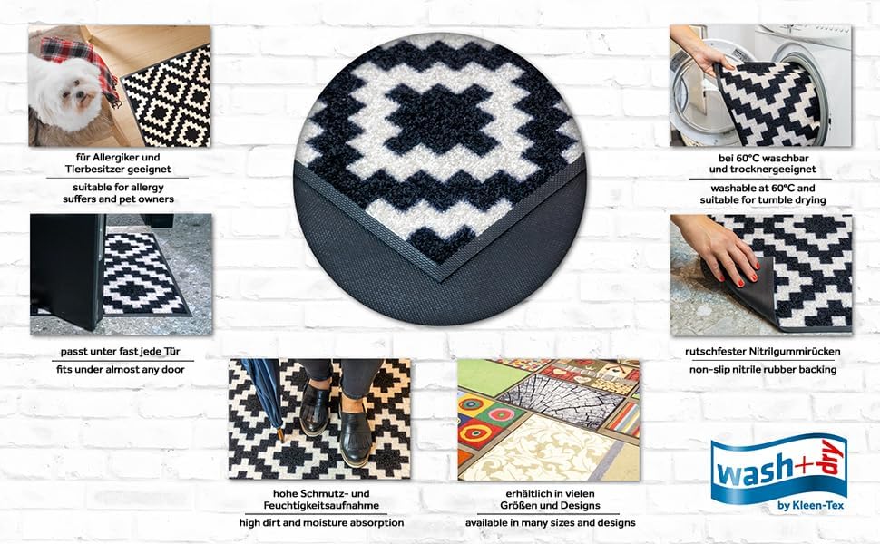 wash+dry Fussmatte, Linostre 50x75cm grau, innen und aussen, waschbar, Linostre 50x75cm