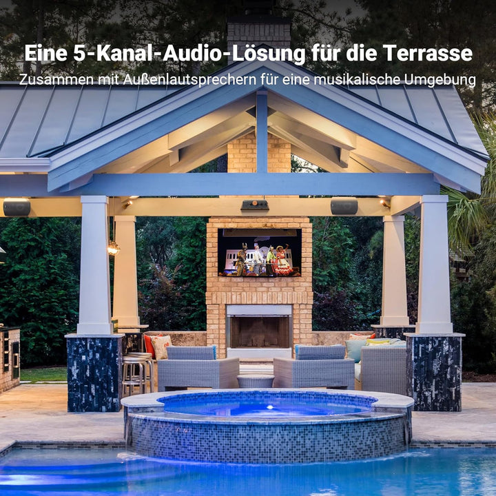 Fosi Audio HT4S Bluetooth Verstärker Hifi Stereo für Aussenlautsprecher, 4 Kanal Verstärker für Bass