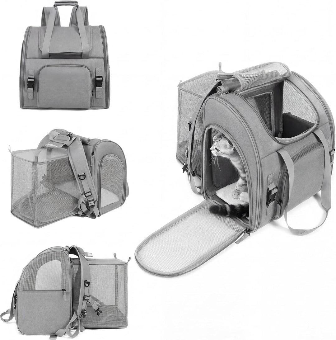 Atmungsaktiver Katzenrucksack, erweiterbarer &amp; Faltbarer Haustier-Reiserucksack, Transportrucksack f