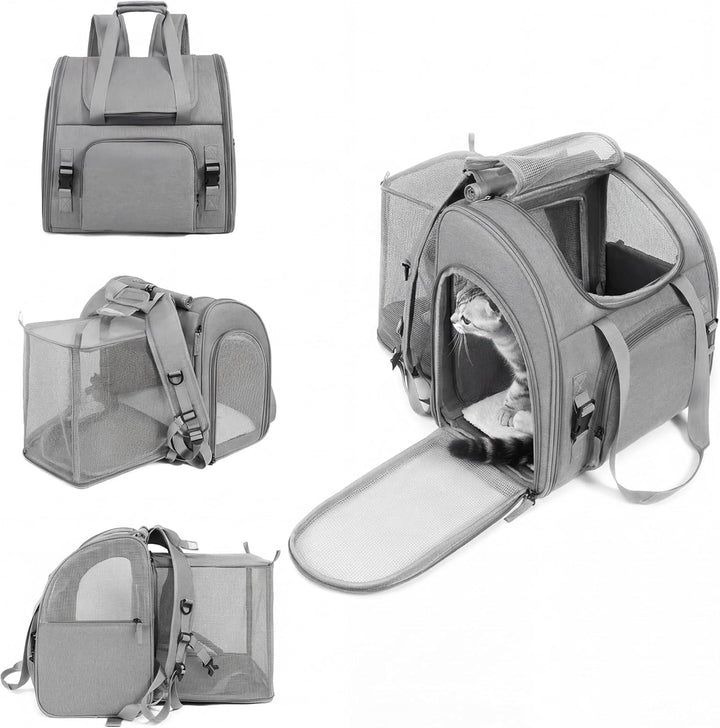 Atmungsaktiver Katzenrucksack, erweiterbarer &amp; Faltbarer Haustier-Reiserucksack, Transportrucksack f
