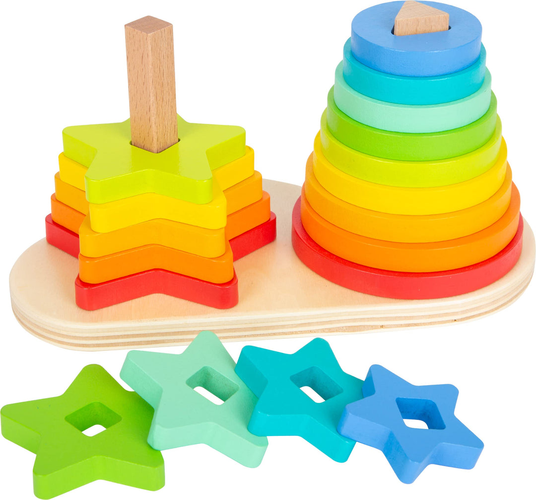 small foot Steckspiel Regenbogen, Förderung der Feinmotorik durch Stapeln, Stecken und Sortieren, ab