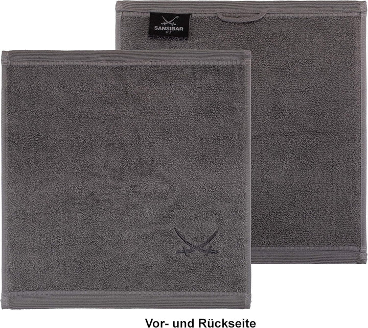 Sansibar Seiftücher 6er Set ca. 30x30 cm 100% Baumwolle mit gesticktem Säbel Logo Handtücher Gästetü