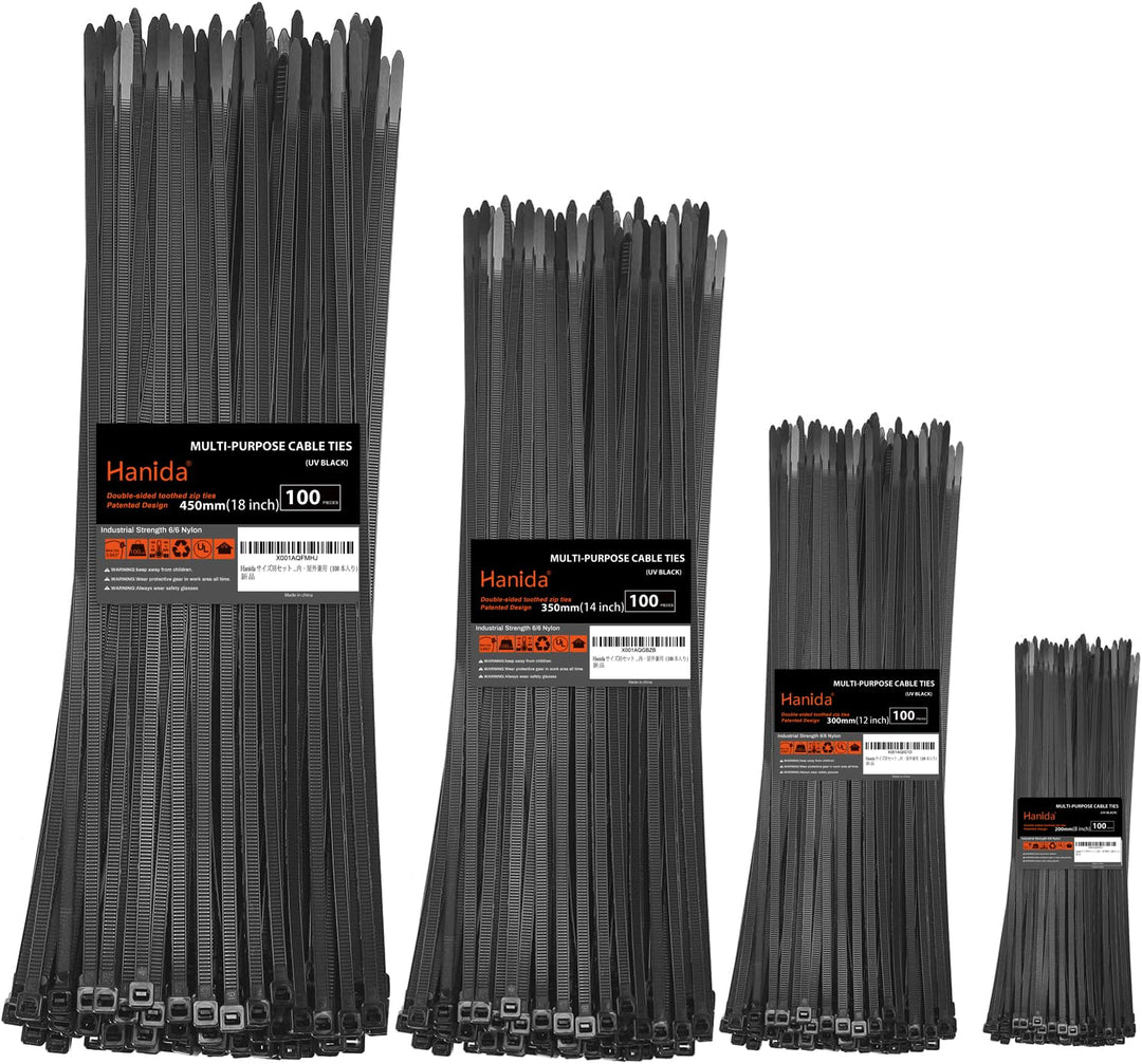 kabelbinder set in verschiedenen Grössen (400 Stück)20+30+35+45cm, beidseitig gezahnt, 45kg Zugfesti