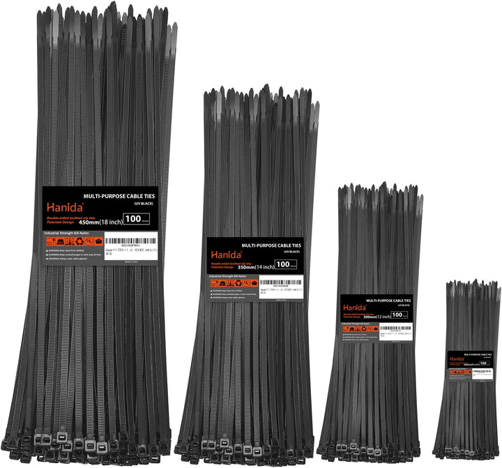 kabelbinder set in verschiedenen Grössen (400 Stück)20+30+35+45cm, beidseitig gezahnt, 45kg Zugfesti
