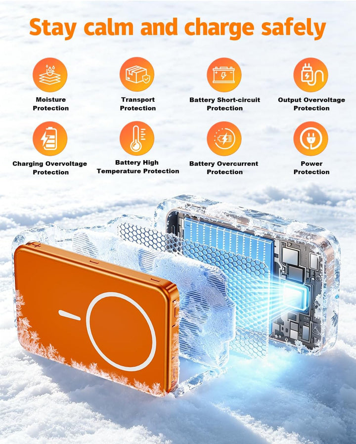 26800mAh Magnetische Powerbank, Mag-Safe-kompatibel, Orange, Orange
