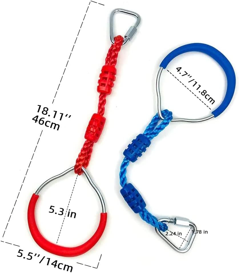 4 Stück Turnringe Kinder, Morwealth Klettern Ringe Trapeze Schaukel Bar Ringe, Gymnastik Seilringe G