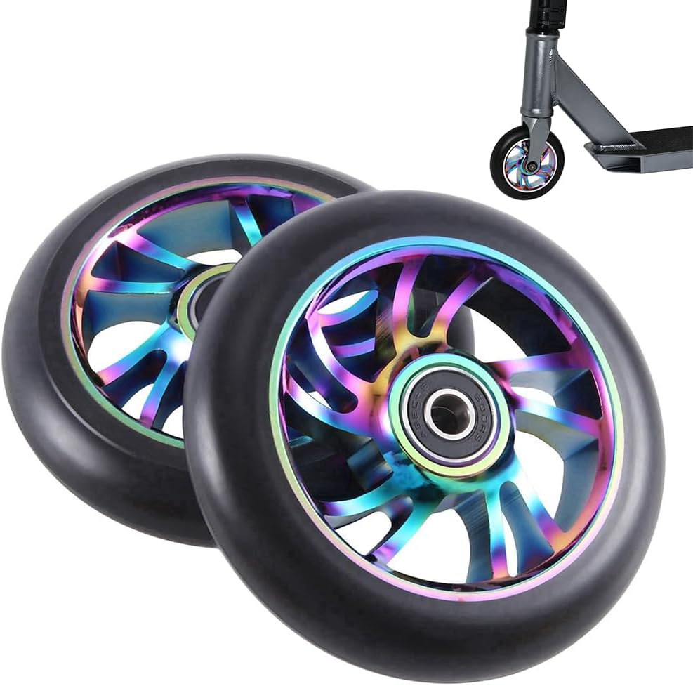 Stunt Scooter Rollen, 2 PCS Scooter Ersatzräder 88A mit ABEC-9 Lager Aluminium, Ersatzräder für Scoo