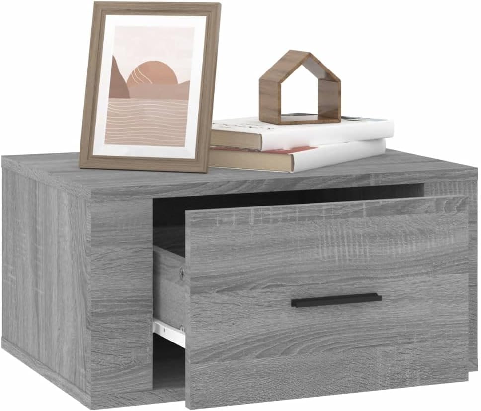 WIFESE Wand-Nachttisch Grau Sonoma 50x36x25 cm Nachtschrank Nachtkästchen Bedside Table Nightstand N
