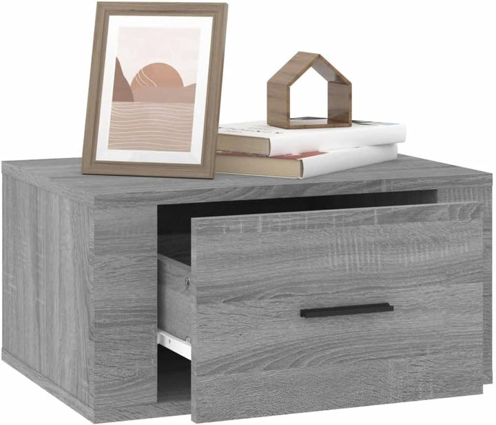WIFESE Wand-Nachttisch Grau Sonoma 50x36x25 cm Nachtschrank Nachtkästchen Bedside Table Nightstand N