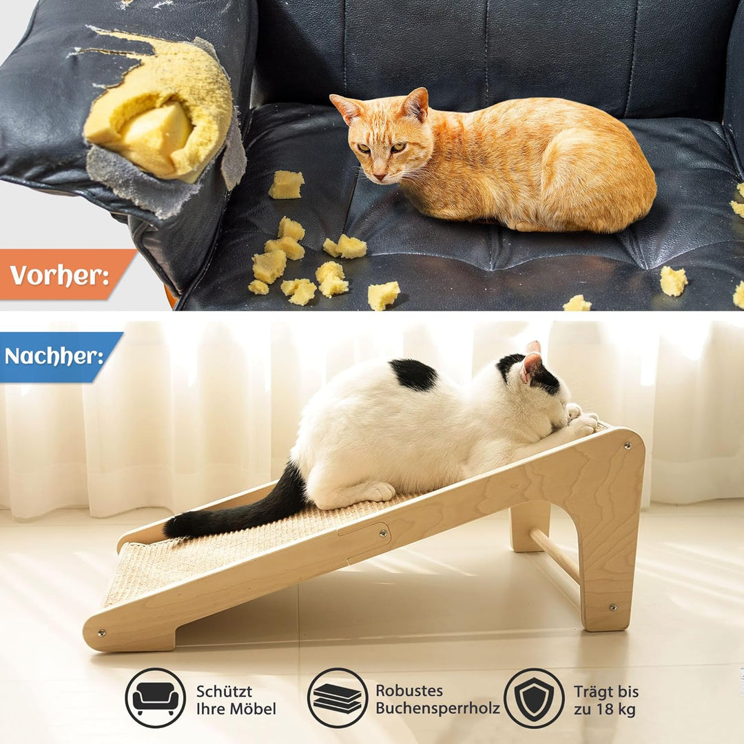 PETKARAY Dual-Use Kratzbrett Katze, 68 cm Hohe L-förmiger Sisal Kratzsäule, Kratzpads für Katzen, Ka