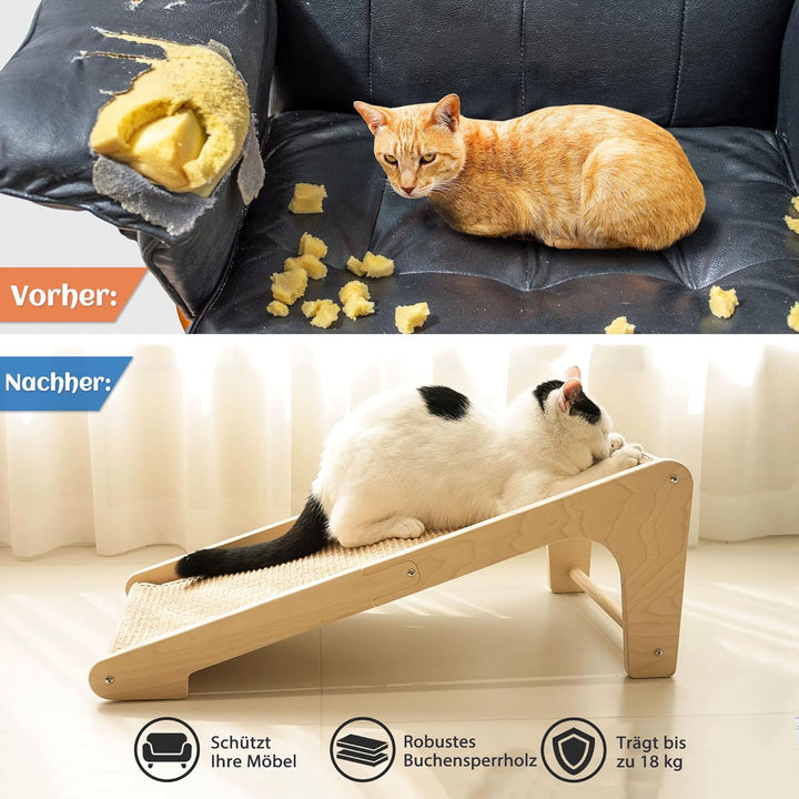 PETKARAY Dual-Use Kratzbrett Katze, 68 cm Hohe L-förmiger Sisal Kratzsäule, Kratzpads für Katzen, Ka