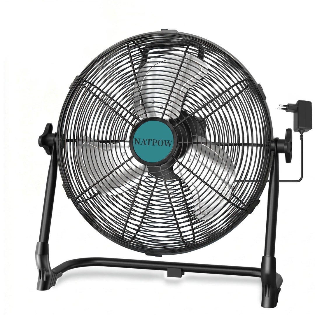 Bodenventilator 30 cm, Ventilator mit Typ C und USB-Aufladung für Adapter und Makita (Kein Akku), 15