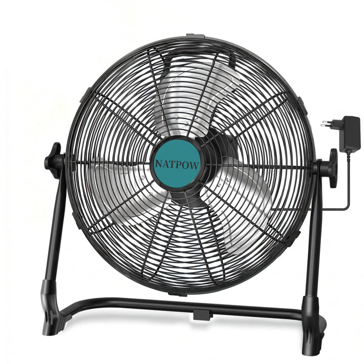 Bodenventilator 30 cm, Ventilator mit Typ C und USB-Aufladung für Adapter und Makita (Kein Akku), 15