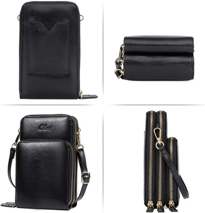 CLUCI Handy Umhängetasche Damen Klein Crossbody Clutch Leder Handytasche mit Geldbörse Damen Schulte