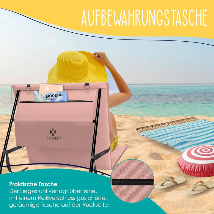 KESSER® 2er Set Strandmatte klappbar mit Verstellbarer Rückenlehne, Tragegurt, wasserdichter Tasche