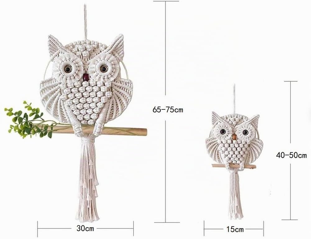 YSGLIFE 2 x Eulen Makramee Wandbehang Wanddekoration Handgefertigt Boho Ornament Wandkunst Aufhänger