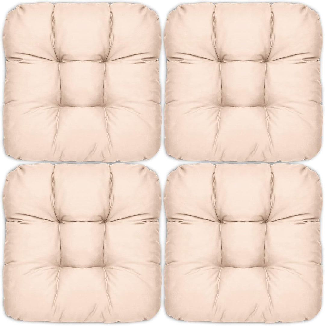 Beautissu 4er Set Sitzkissen Indoor &amp; Outdoor mit Schaumstoff Füllung | 40x40cm 8cm Natur weiche wid