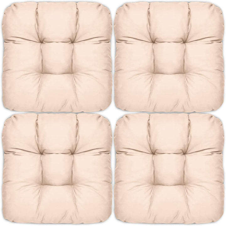 Beautissu 4er Set Sitzkissen Indoor &amp; Outdoor mit Schaumstoff Füllung | 40x40cm 8cm Natur weiche wid