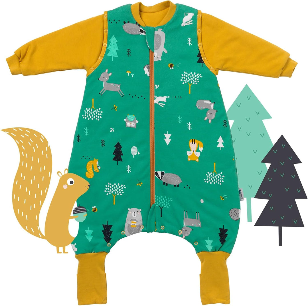 schlummersack Baby Schlafsack mit Füssen Bio Baumwolle 2.5 Tog 60 cm Waldtiere | Schlafsack mit Bein