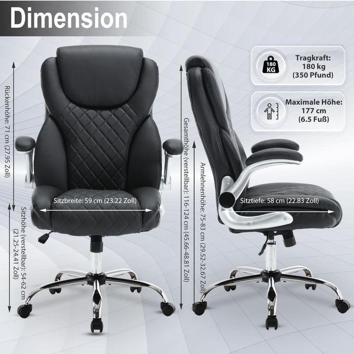Bosmiller Bürostuhl Chefsessel 180kg Belastbarkeit Ergonomischer Bürostuhl Schreibtischstuhl mit Ver