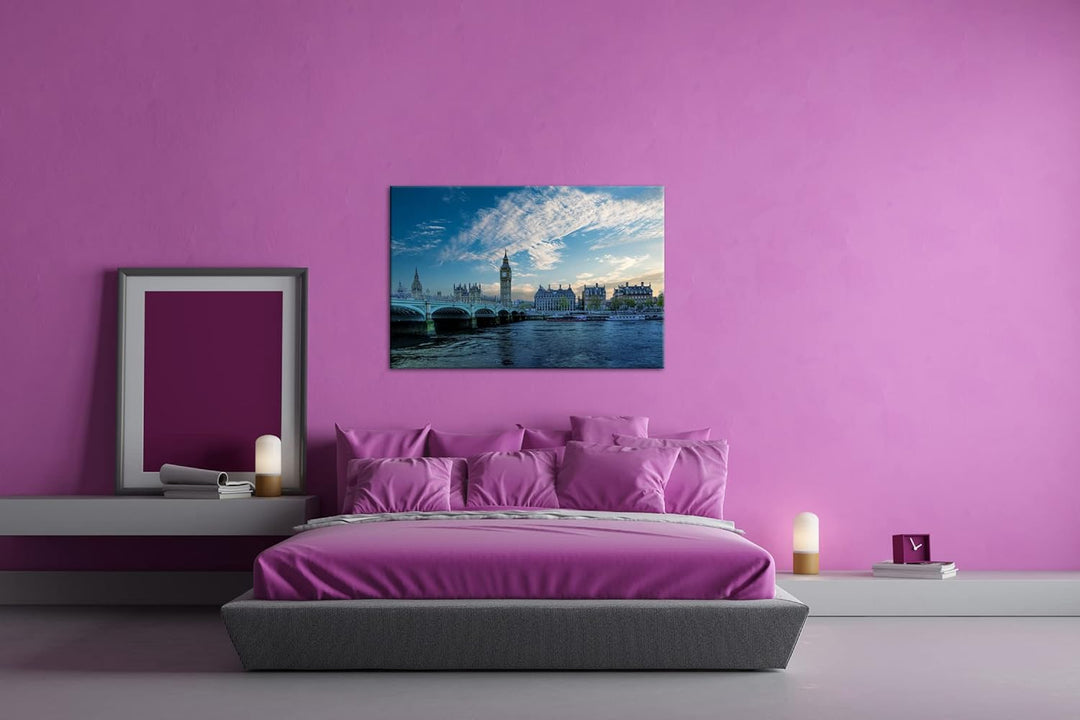 deyoli Skyline London Format: 60x40 als Leinwandbild, Motiv fertig gerahmt auf Echtholzrahmen, Hochw