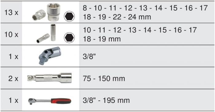 KS Tools 922.0627 Coffret de 27 tlg. DOUILLES/Zubehör Ultimate 3/8 "